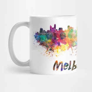 Melbourne skyline in watercolor Mug